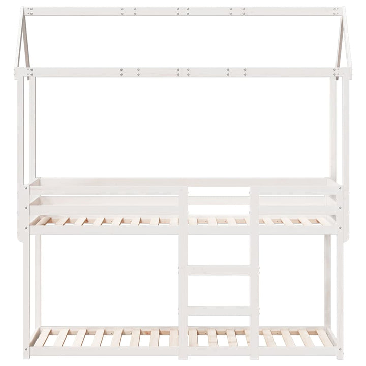 køjeseng med tag 80x200 cm massivt fyrretræ hvid