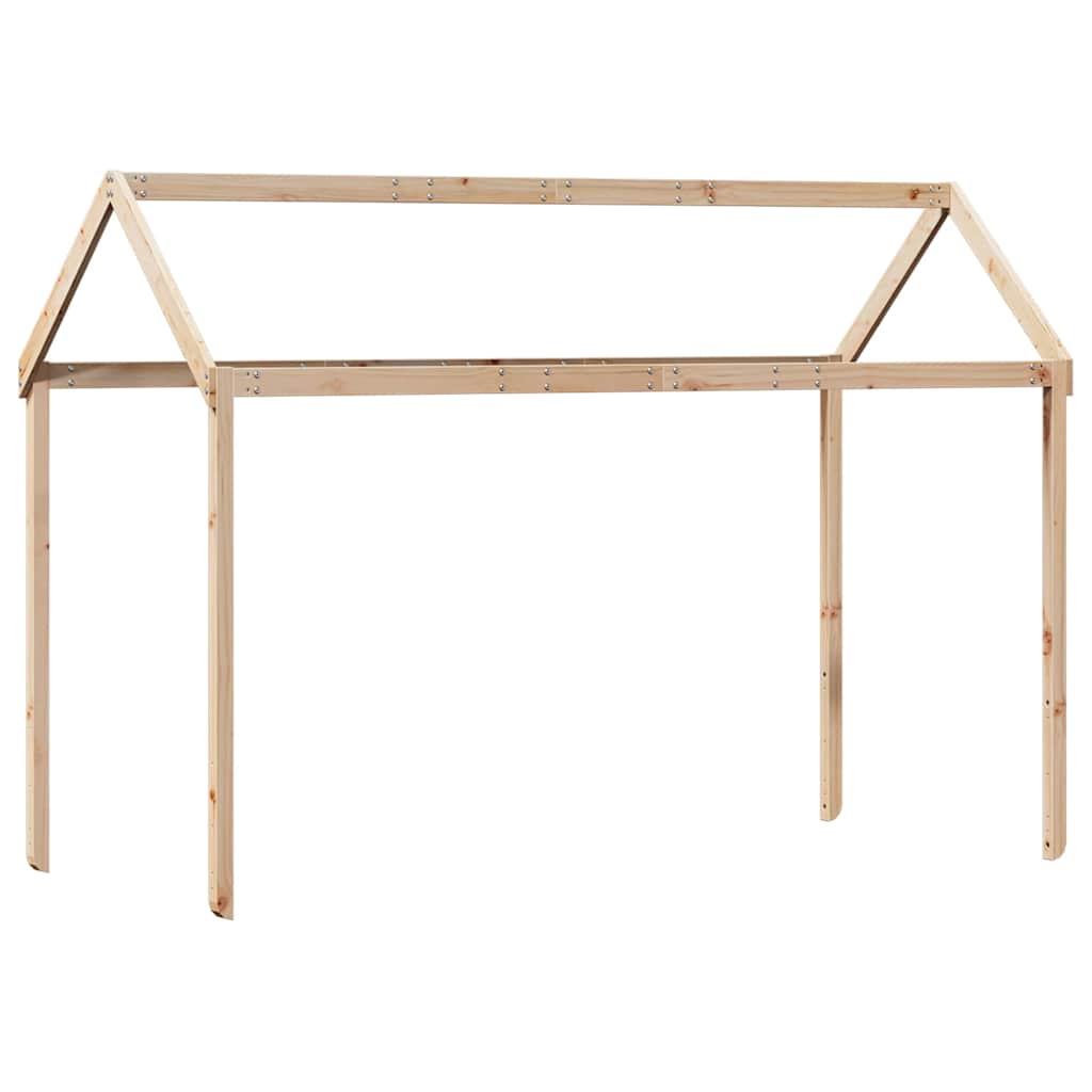 højseng med tag 90x190 cm massivt fyrretræ gyldenbrun
