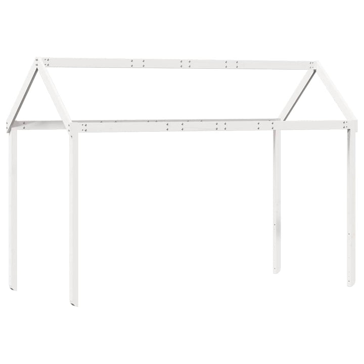 højseng med tag 90x190 cm massivt fyrretræ hvid