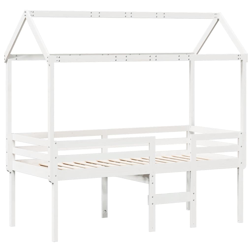 høj husseng 75x190 cm massivt fyrretræ hvid