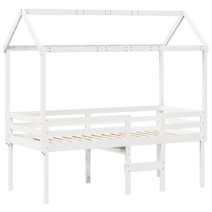 høj husseng 75x190 cm massivt fyrretræ hvid