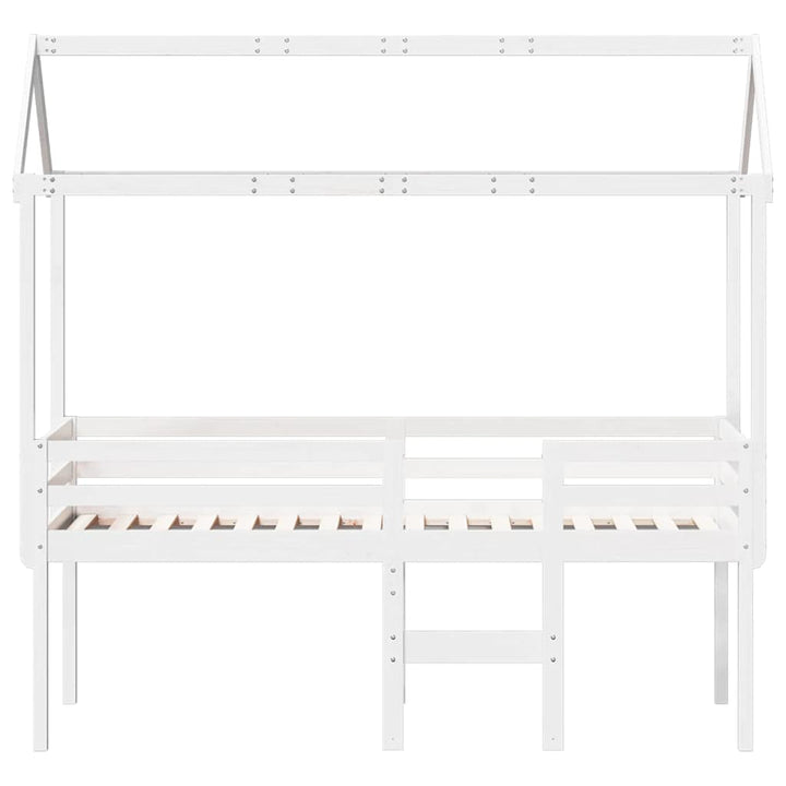 høj husseng 75x190 cm massivt fyrretræ hvid