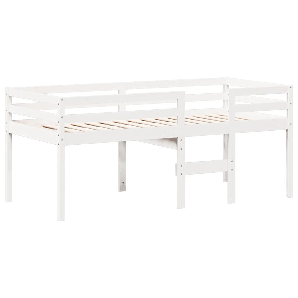høj husseng 75x190 cm massivt fyrretræ hvid