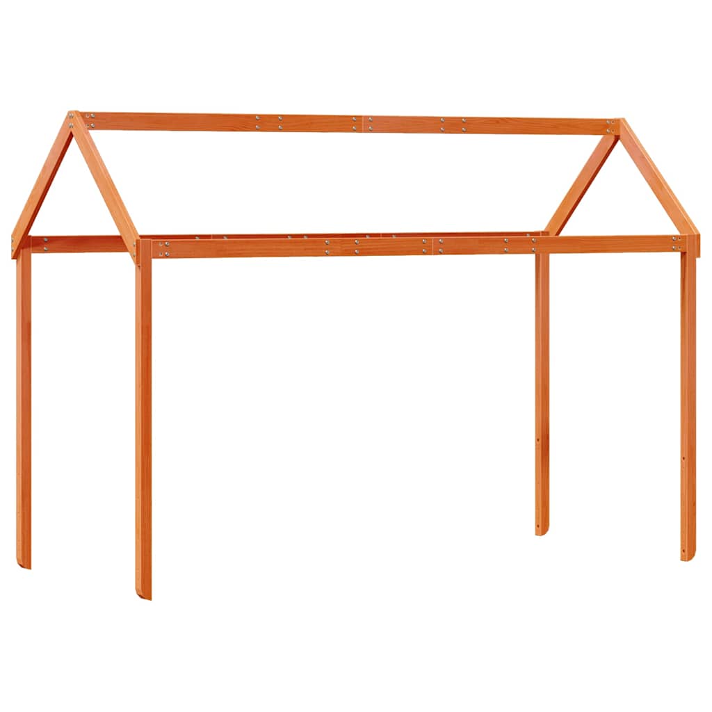højseng med tag 75x190 cm massivt fyrretræ gyldenbrun