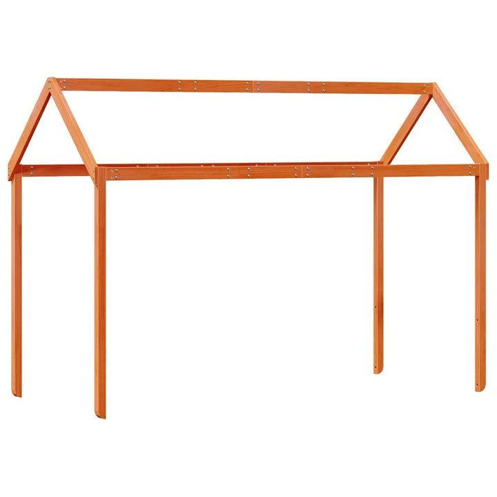 højseng med tag 75x190 cm massivt fyrretræ gyldenbrun
