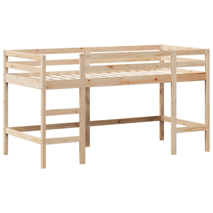 højseng med stige og tag 90x190 cm massivt fyrretræ