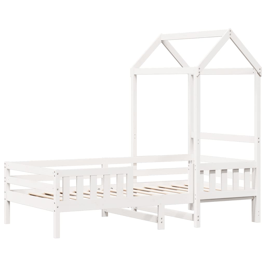 sengeramme med tag 75x190 cm massivt fyrretræ hvid