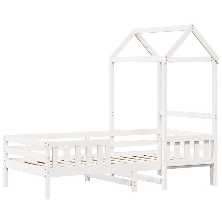 sengeramme med tag 75x190 cm massivt fyrretræ hvid