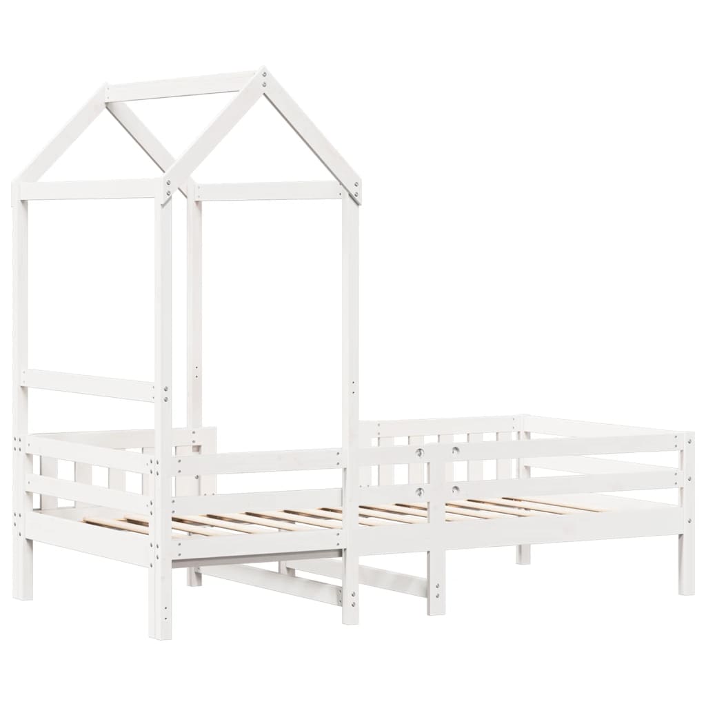 sengeramme med tag 75x190 cm massivt fyrretræ hvid