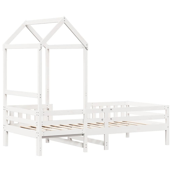 sengeramme med tag 75x190 cm massivt fyrretræ hvid