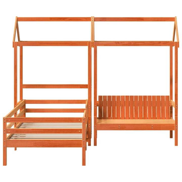 husseng med bænk 90x200 cm massivt fyrretræ gyldenbrun