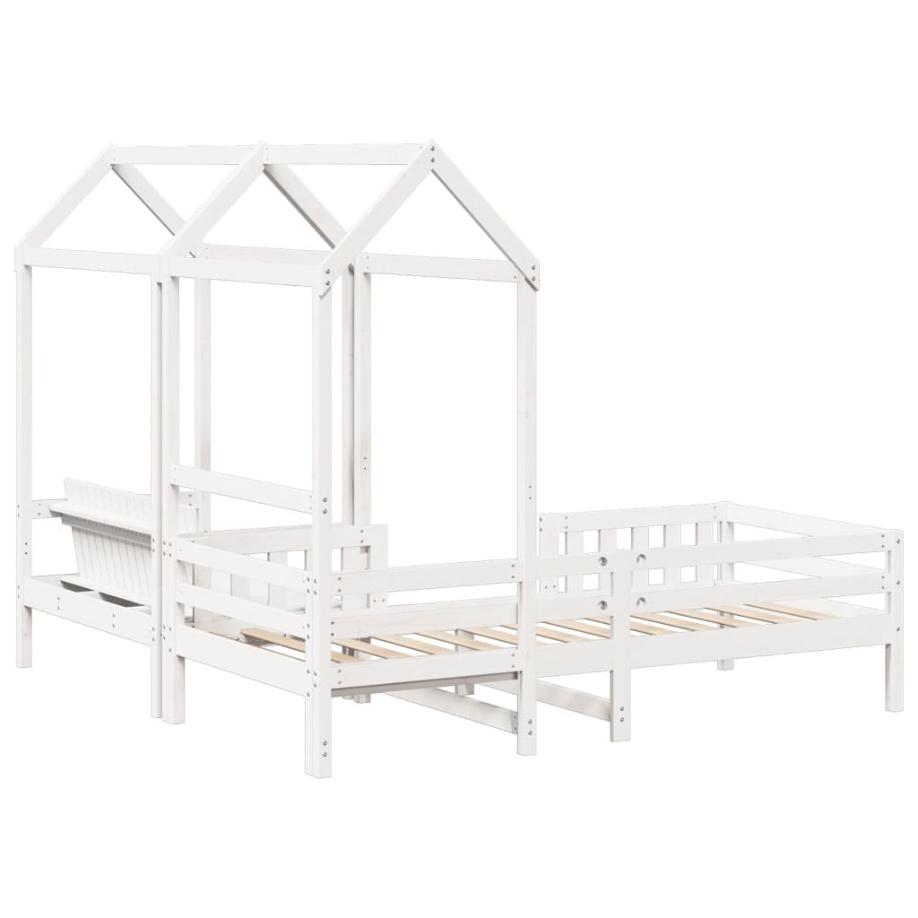 husseng med bænk 75x190 cm massivt fyrretræ hvid