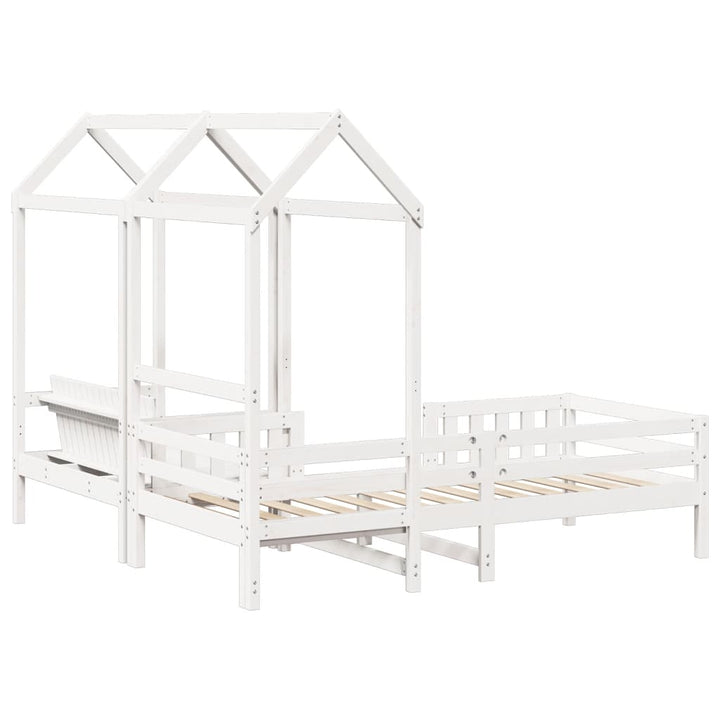 husseng med bænk 75x190 cm massivt fyrretræ hvid