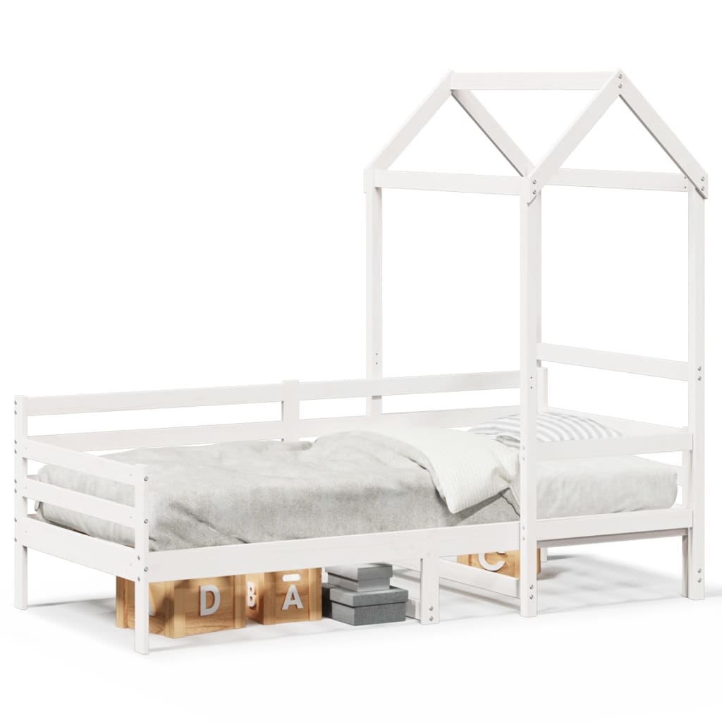 daybed med tag 80x200 cm massivt fyrretræ hvid
