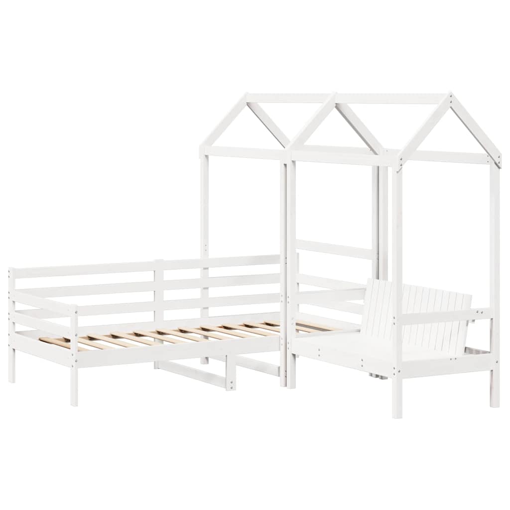 husseng med bænk 80x200 cm massivt fyrretræ hvid