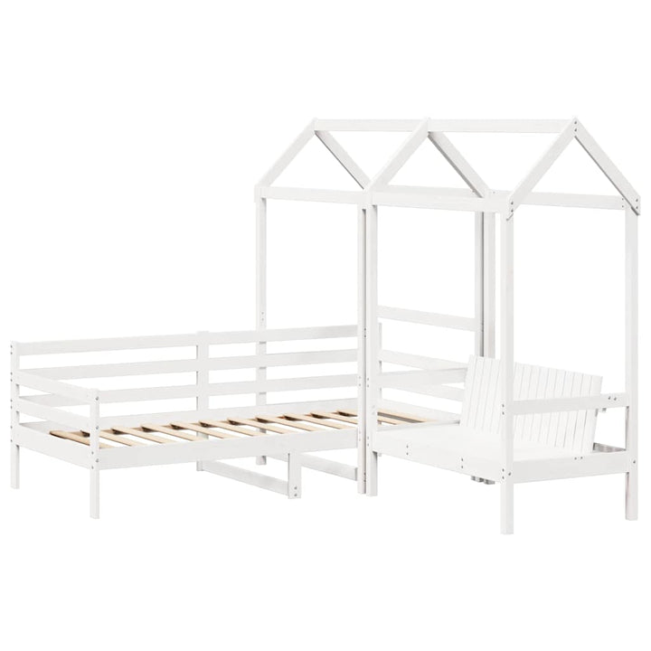 husseng med bænk 80x200 cm massivt fyrretræ hvid