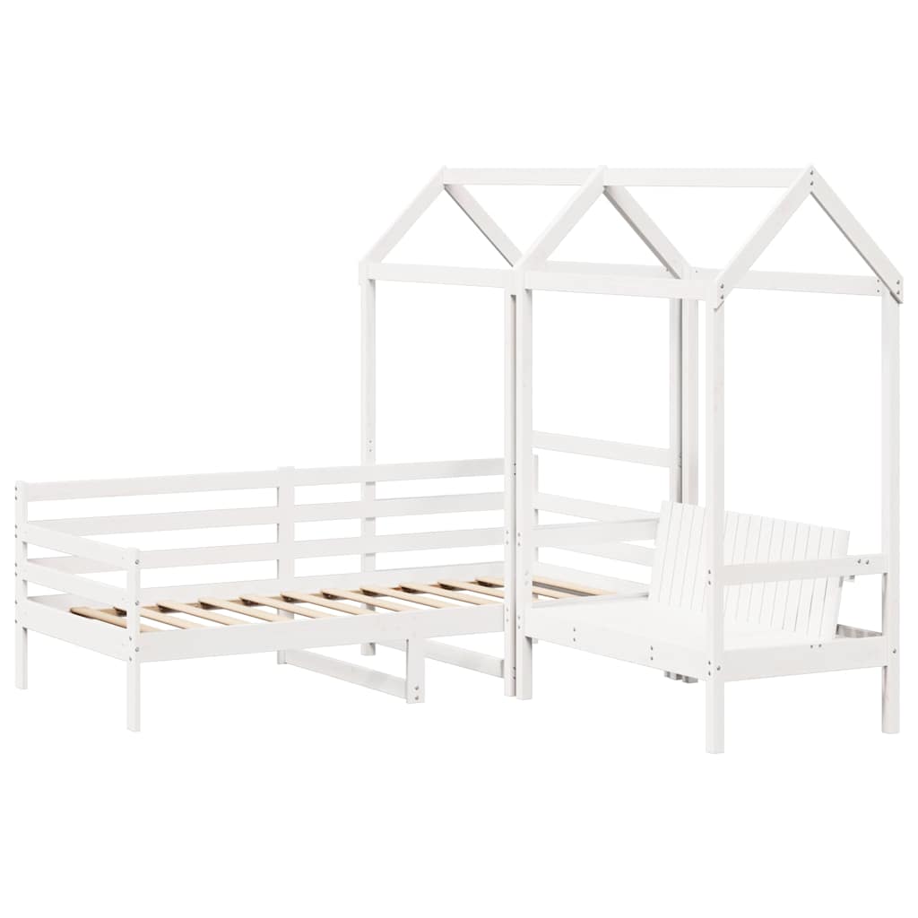husseng med bænk 80x200 cm massivt fyrretræ hvid