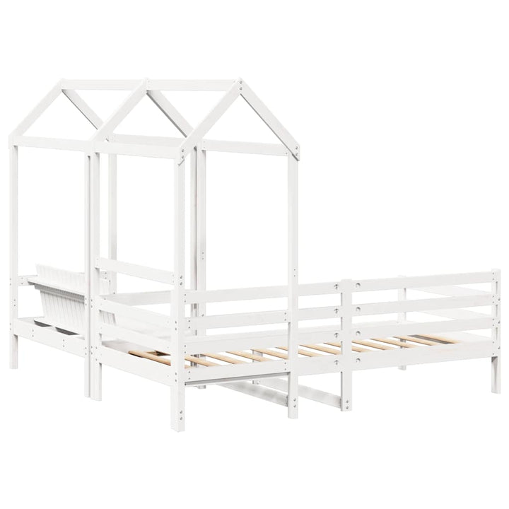 husseng med bænk 80x200 cm massivt fyrretræ hvid