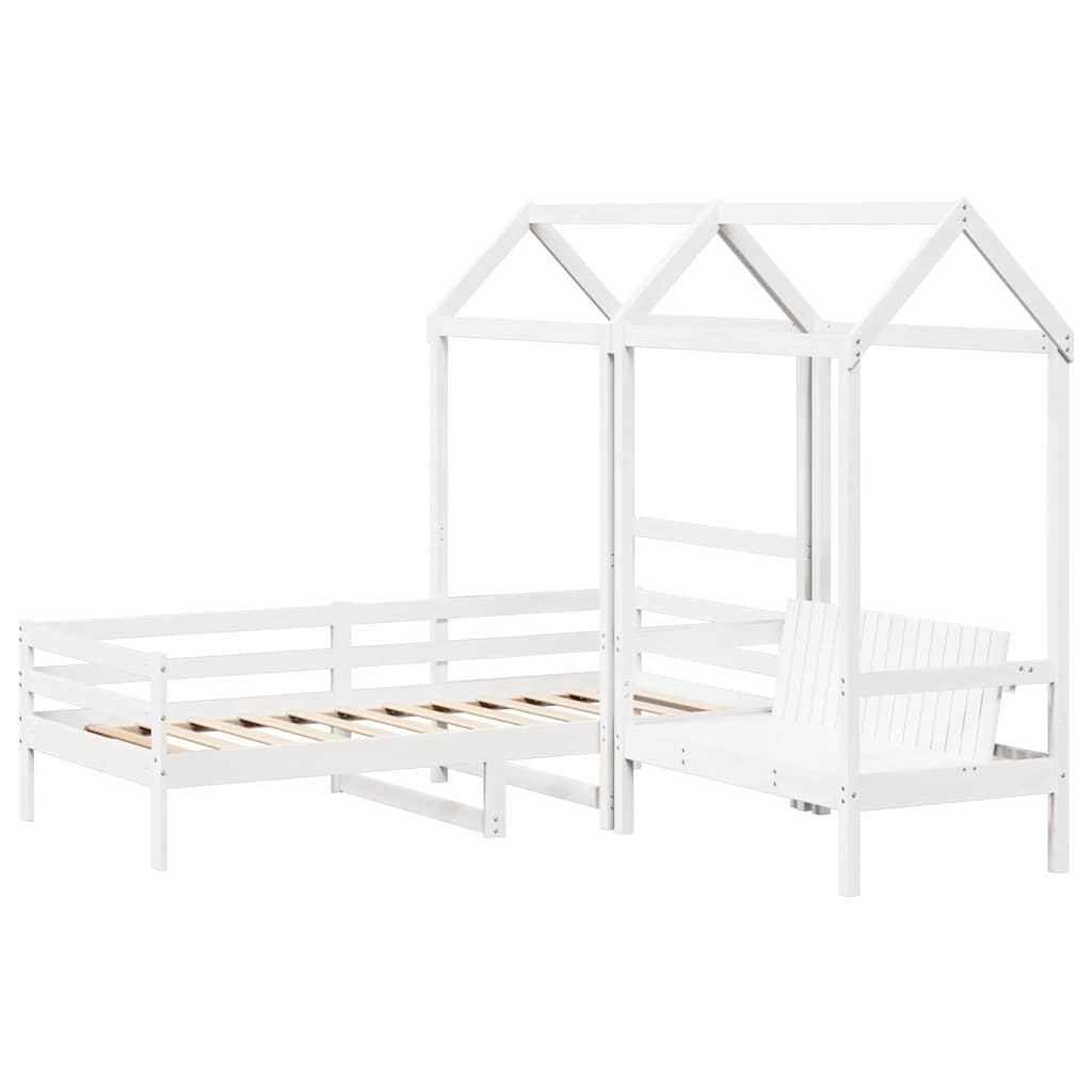 husseng med bænk 80x200 cm massivt fyrretræ hvid