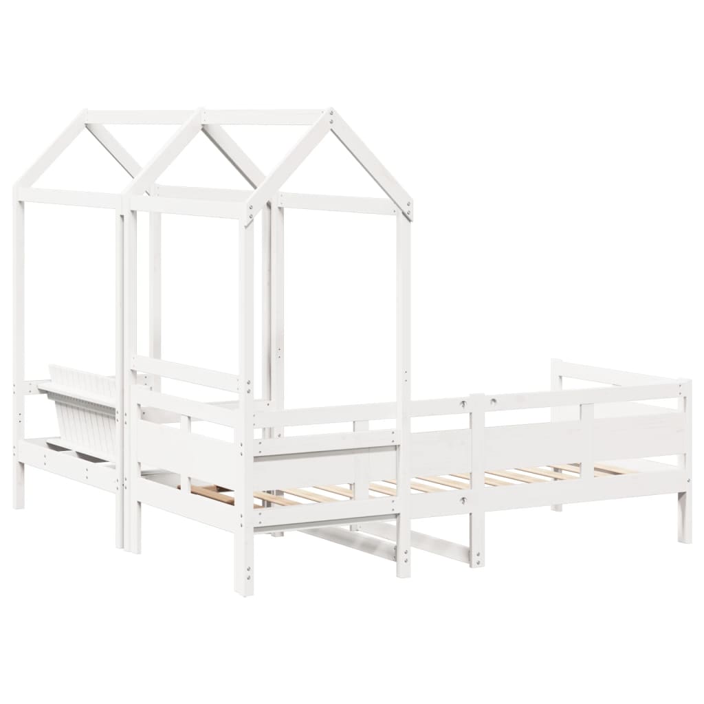 husseng med bænk 80x200 cm massivt fyrretræ hvid