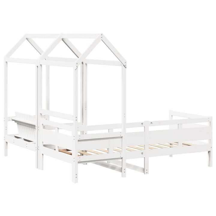 husseng med bænk 80x200 cm massivt fyrretræ hvid