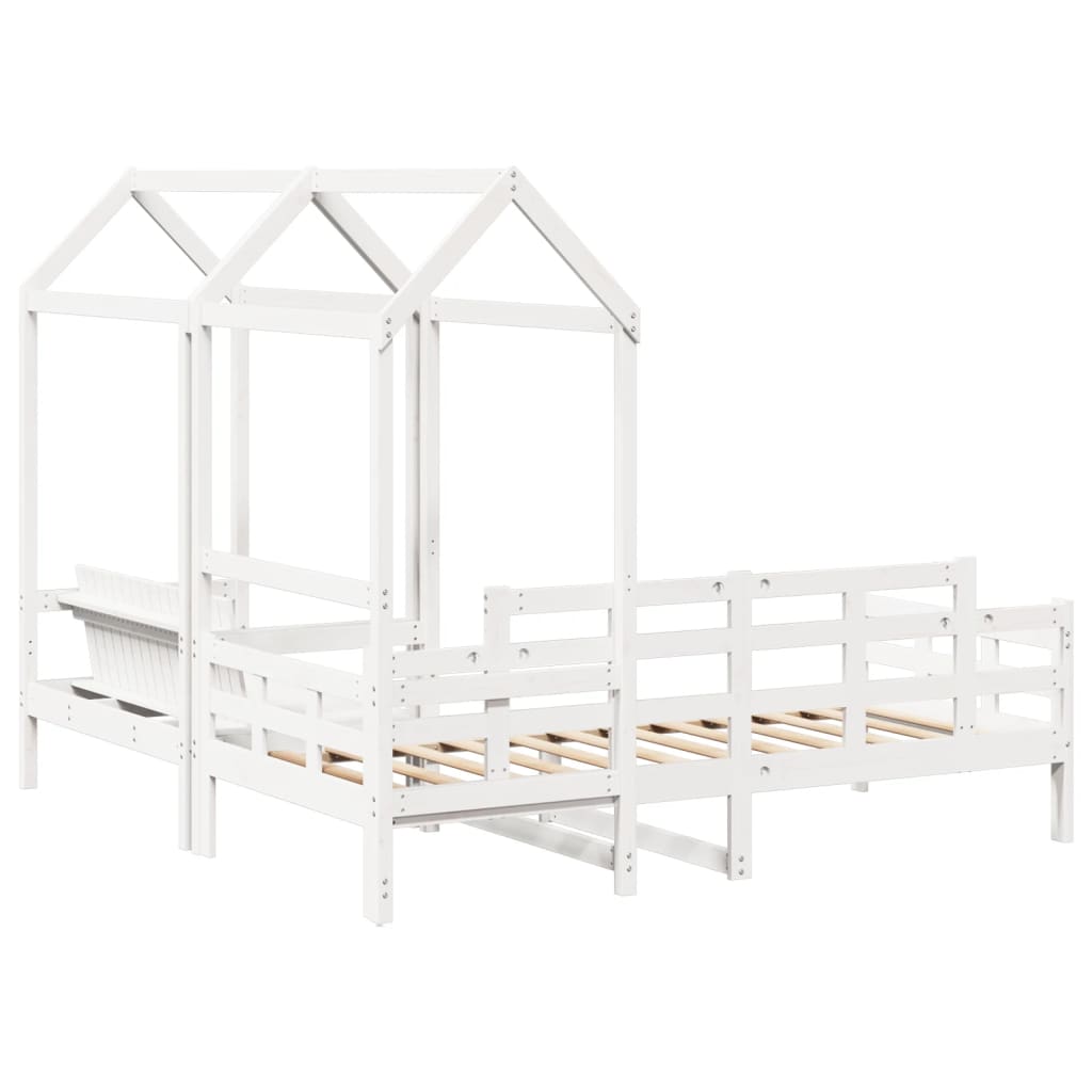 husseng med bænk 80x200 cm massivt fyrretræ hvid