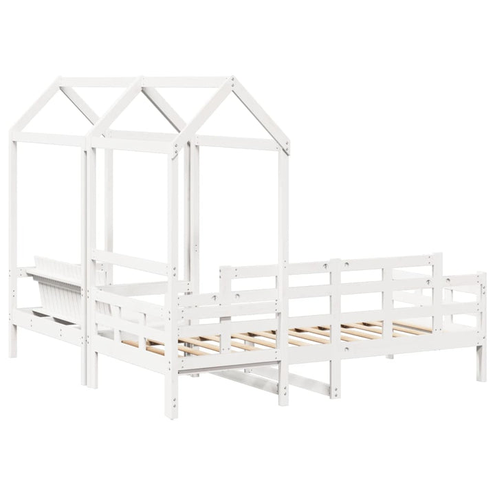 husseng med bænk 80x200 cm massivt fyrretræ hvid