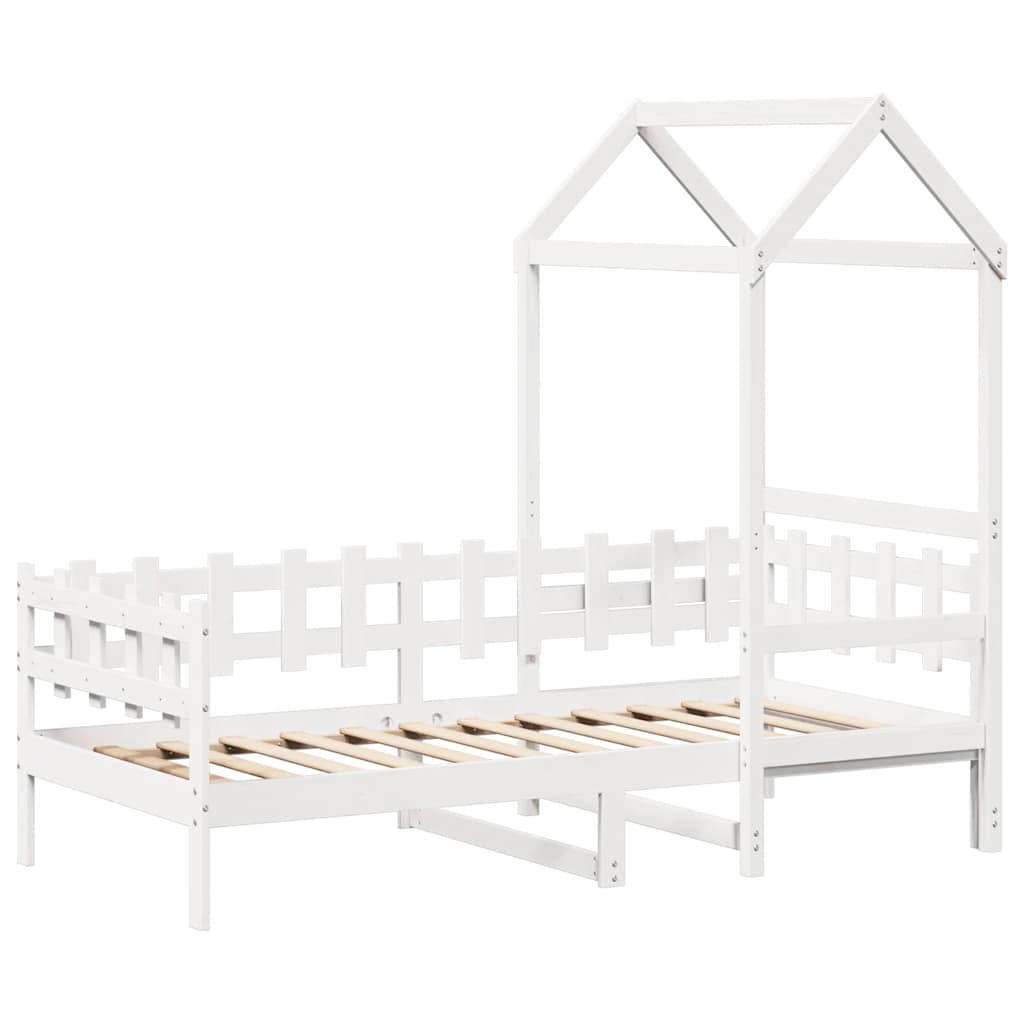 daybed med tag 80x200 cm massivt fyrretræ hvid