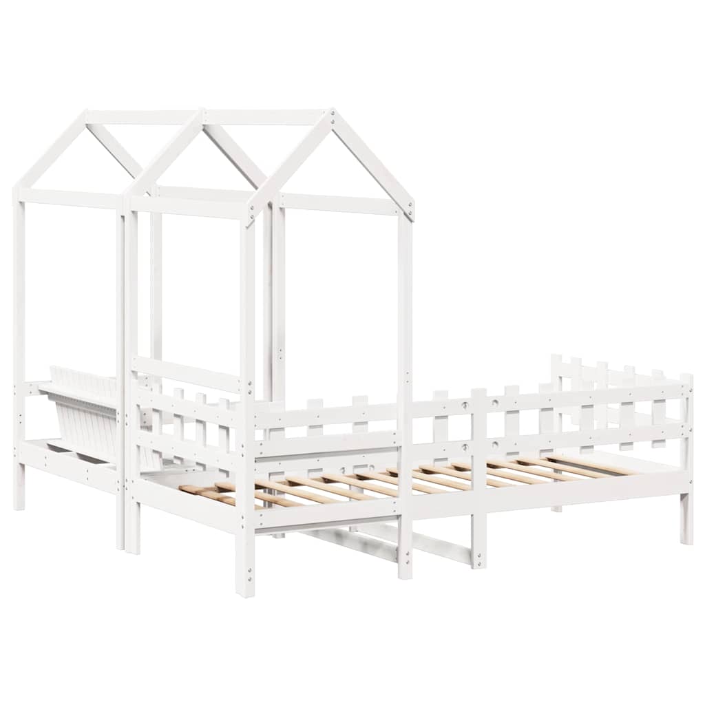 husseng med bænk 80x200 cm massivt fyrretræ hvid