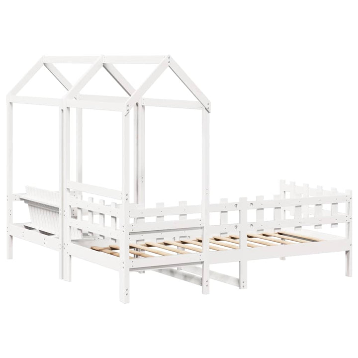husseng med bænk 80x200 cm massivt fyrretræ hvid