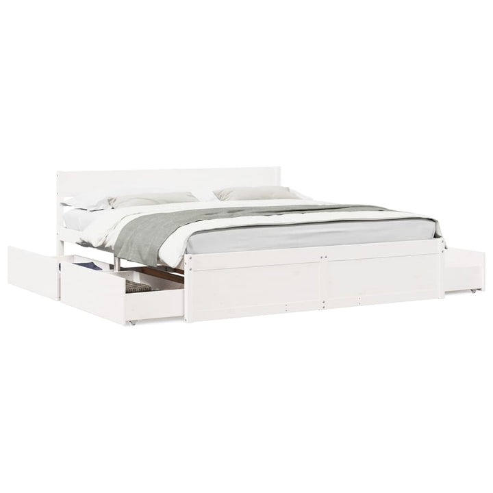 sengeramme uden madras 200x200 cm massivt fyrretræ hvid