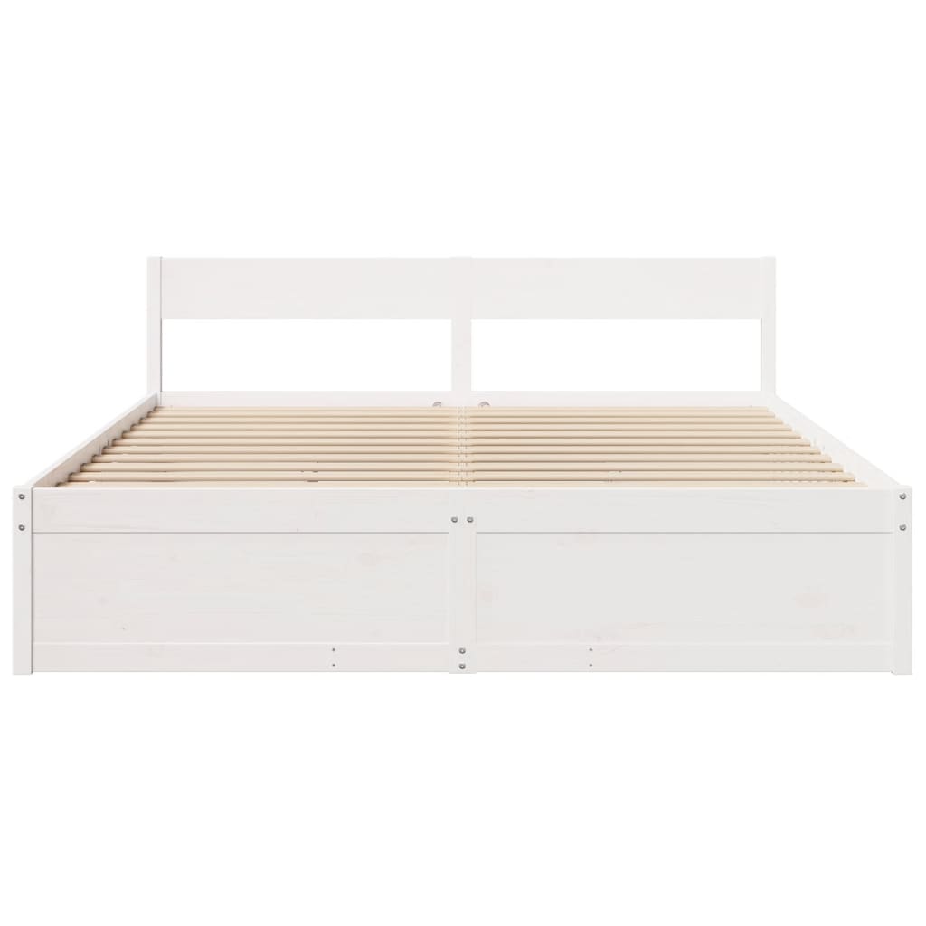 sengeramme uden madras 200x200 cm massivt fyrretræ hvid