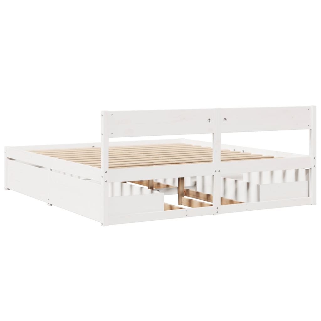 sengeramme uden madras 200x200 cm massivt fyrretræ hvid