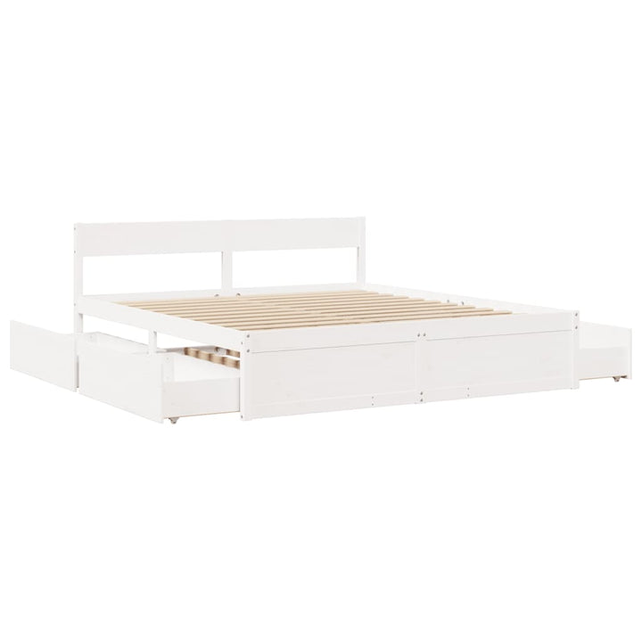 sengeramme uden madras 200x200 cm massivt fyrretræ hvid