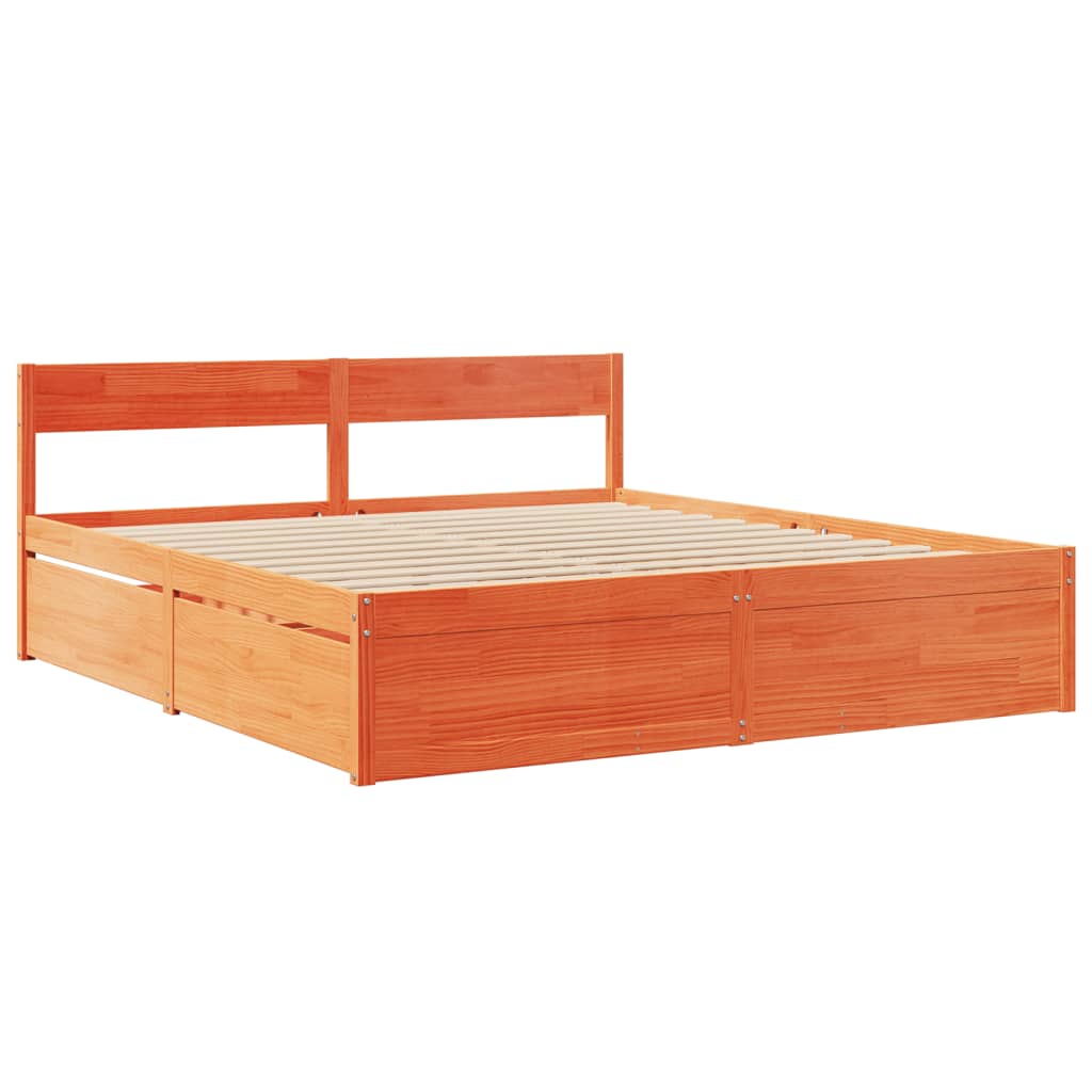sengeramme uden madras 180x200 cm massivt fyrretræ gyldenbrun