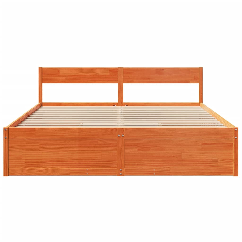 sengeramme uden madras 180x200 cm massivt fyrretræ gyldenbrun