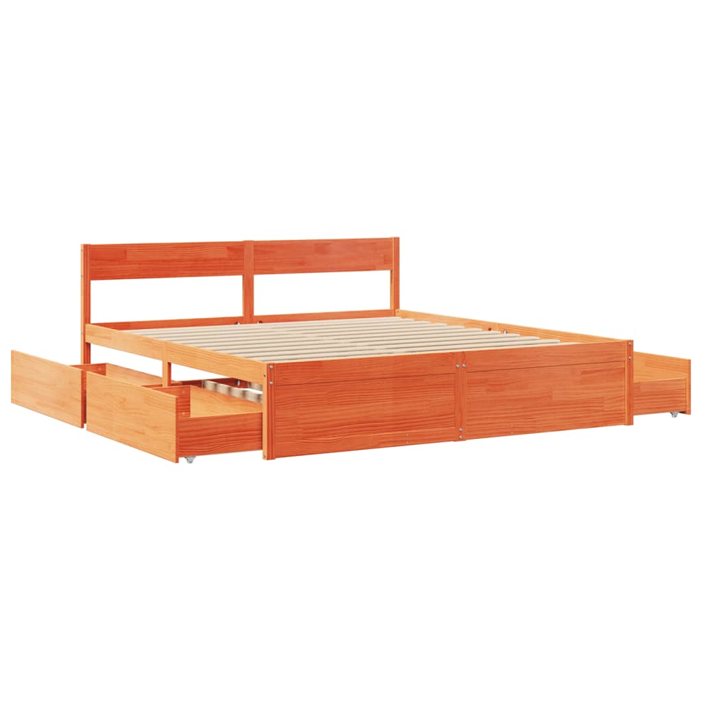 sengeramme uden madras 180x200 cm massivt fyrretræ gyldenbrun