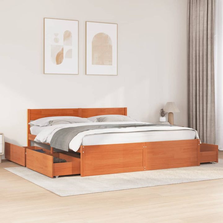 sengeramme uden madras 180x200 cm massivt fyrretræ gyldenbrun