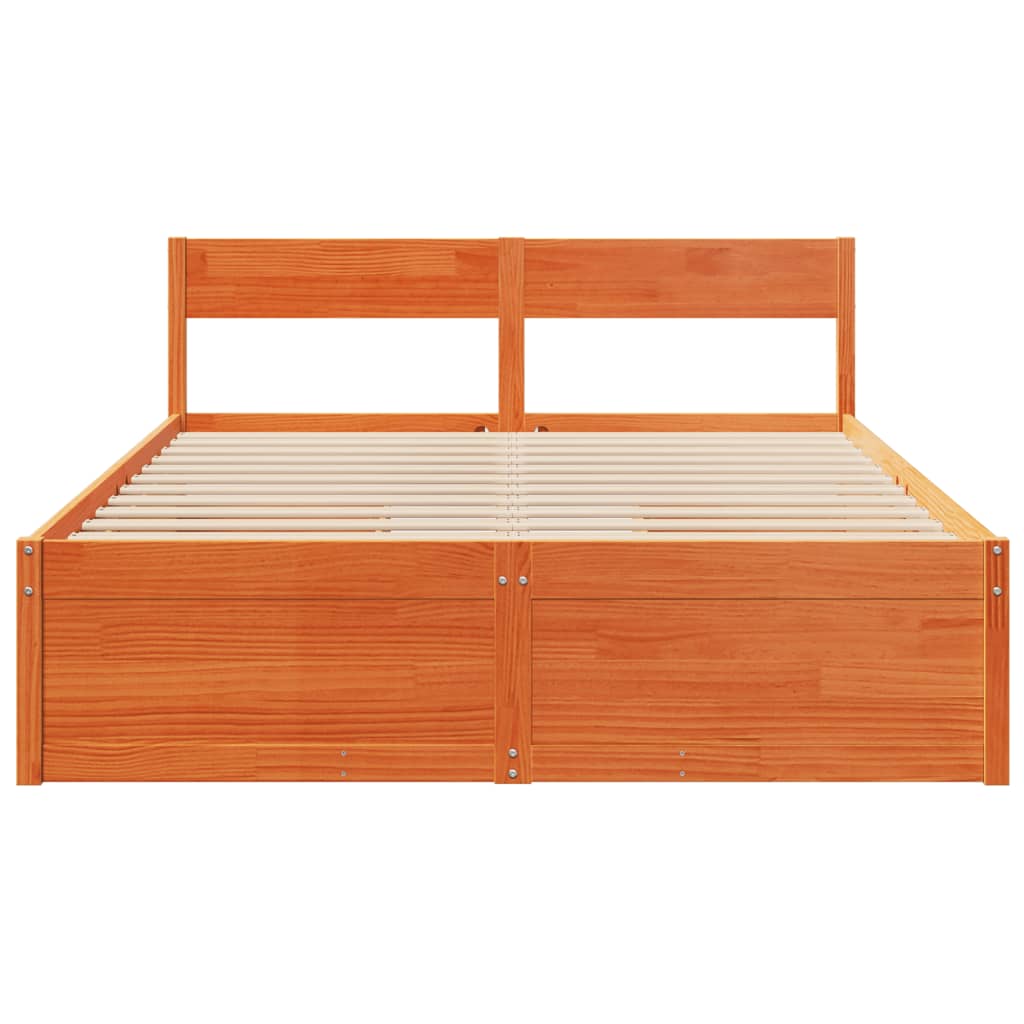 sengeramme uden madras 160x200 cm massivt fyrretræ gyldenbrun