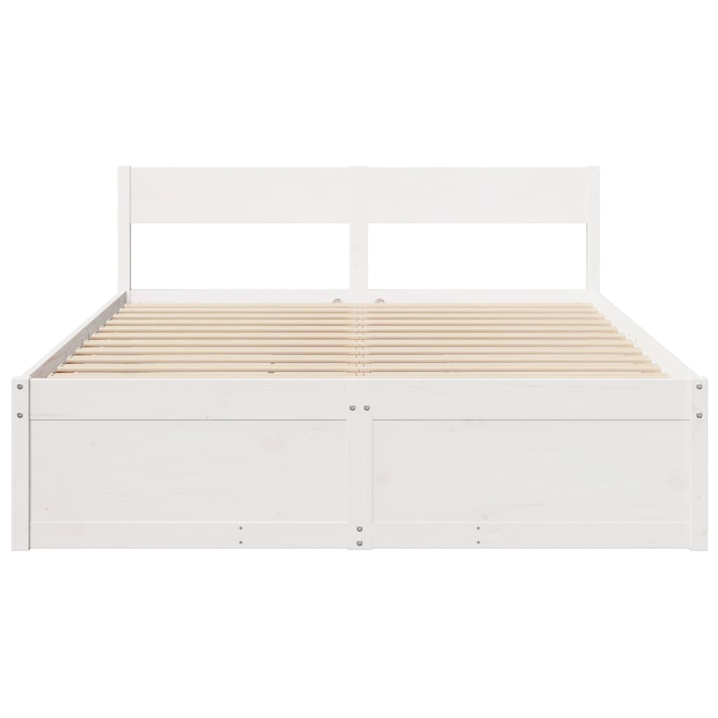 sengeramme uden madras 150x200 cm massivt fyrretræ hvid