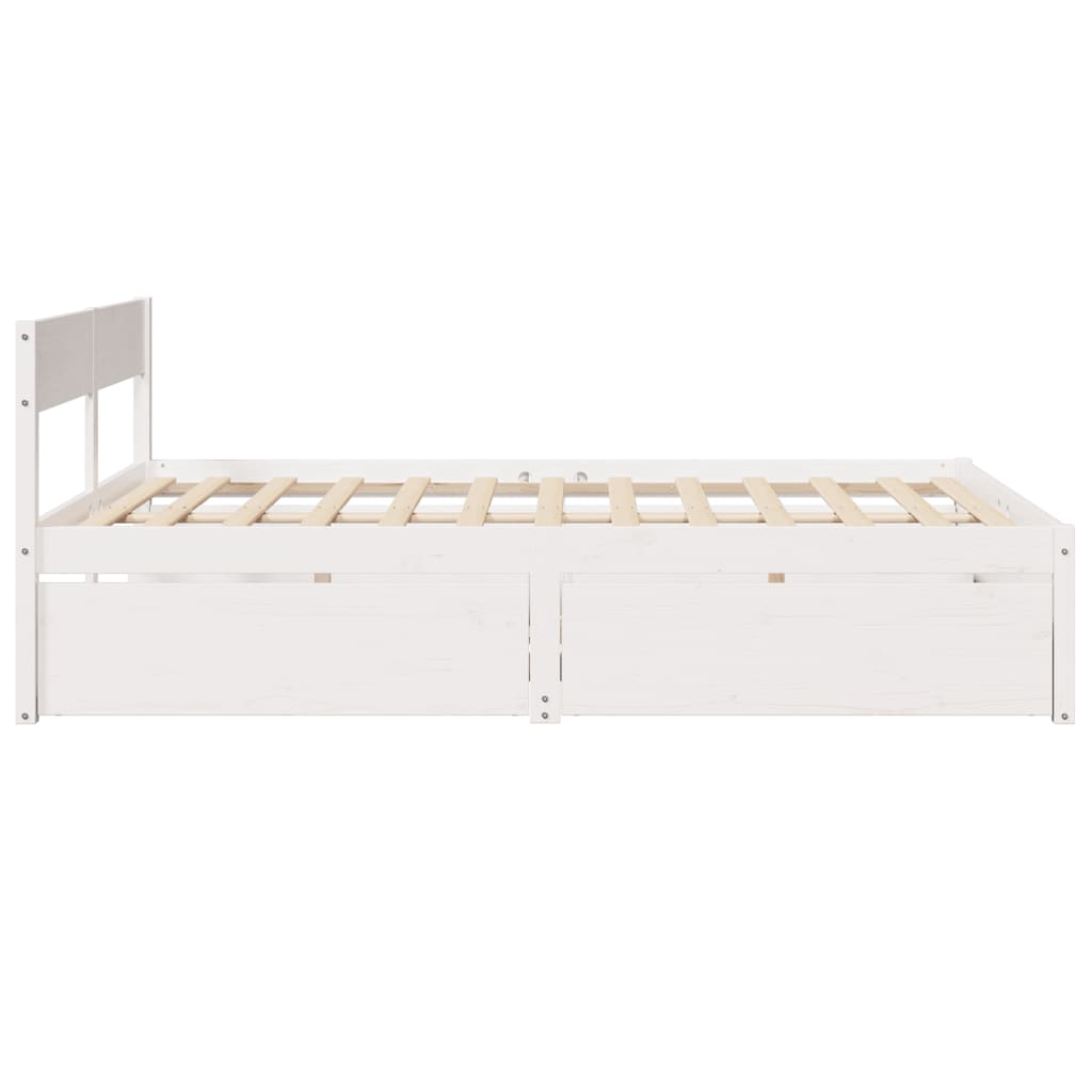 sengeramme uden madras 150x200 cm massivt fyrretræ hvid