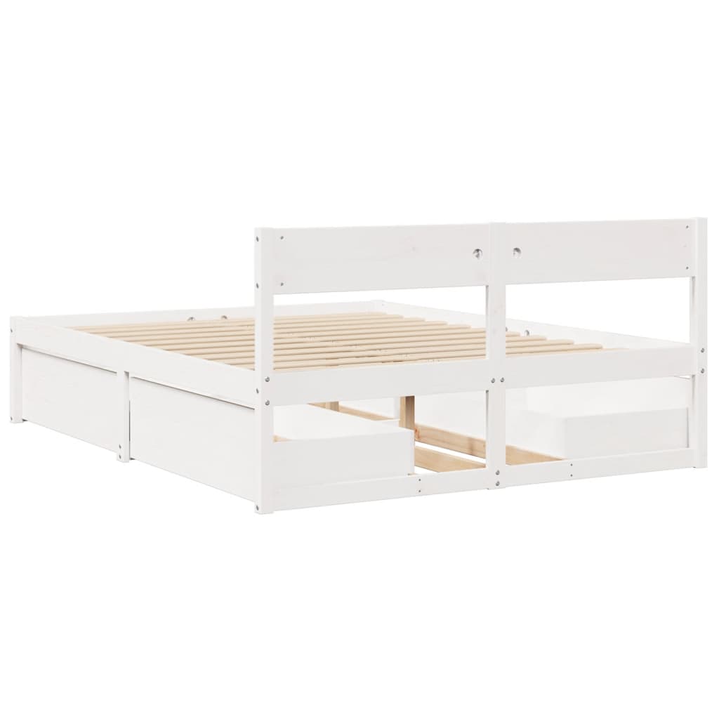 sengeramme uden madras 150x200 cm massivt fyrretræ hvid
