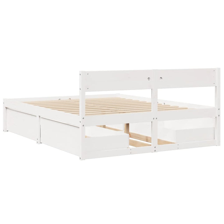 sengeramme uden madras 150x200 cm massivt fyrretræ hvid