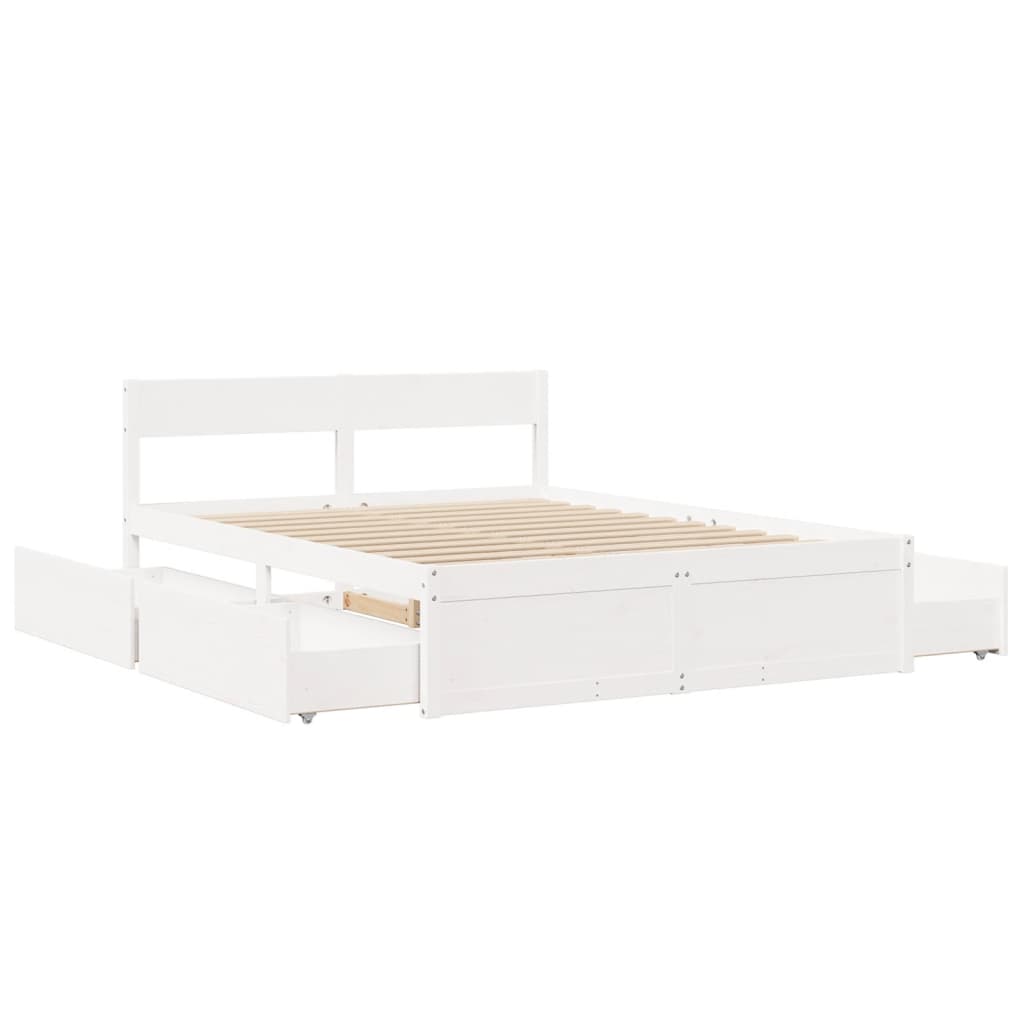 sengeramme uden madras 150x200 cm massivt fyrretræ hvid