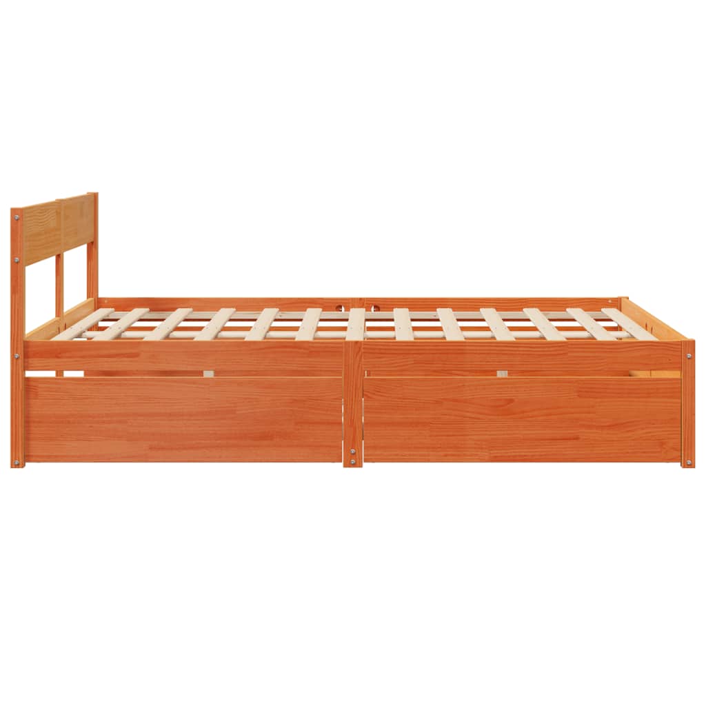 sengeramme uden madras 150x200 cm massivt fyrretræ gyldenbrun