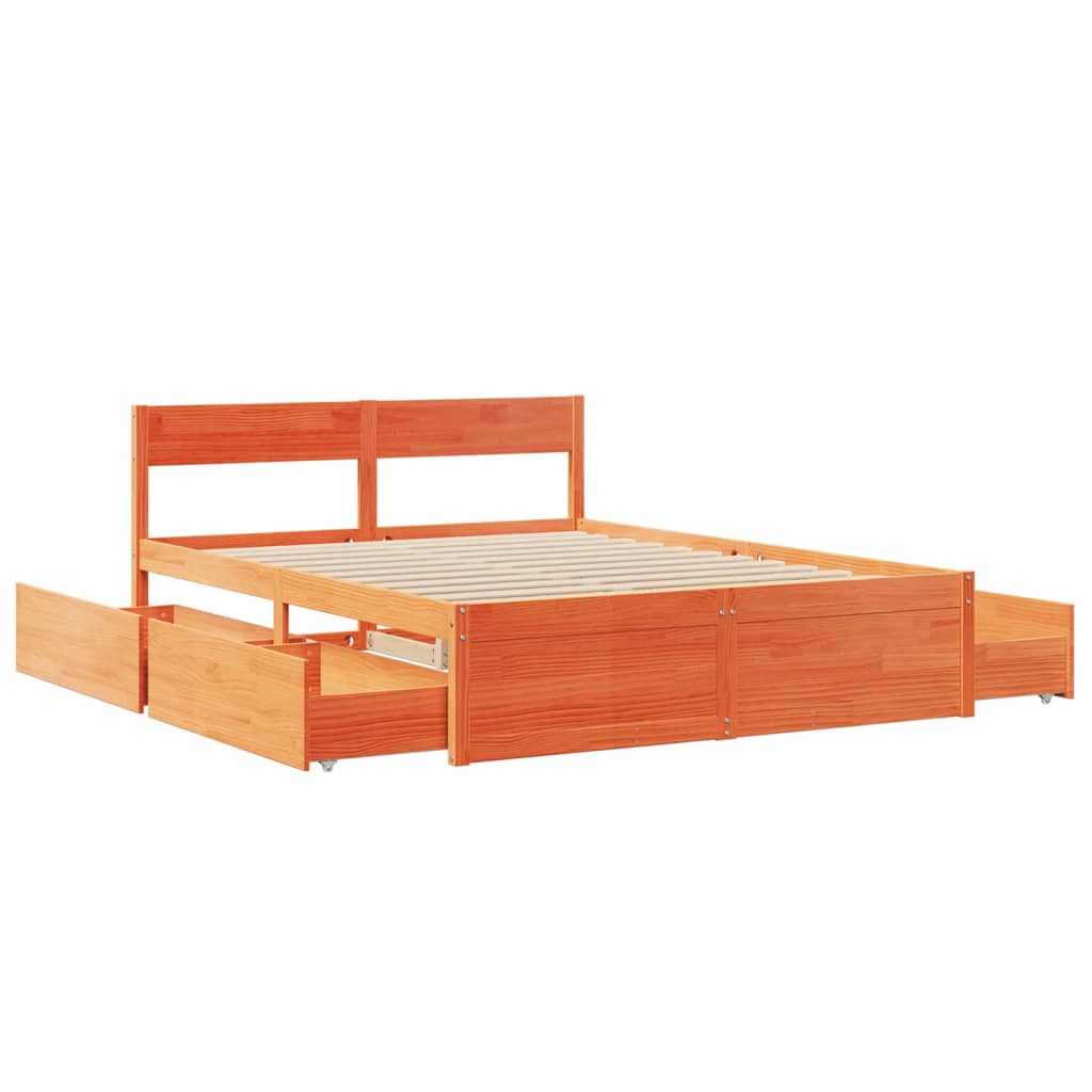 sengeramme uden madras 150x200 cm massivt fyrretræ gyldenbrun