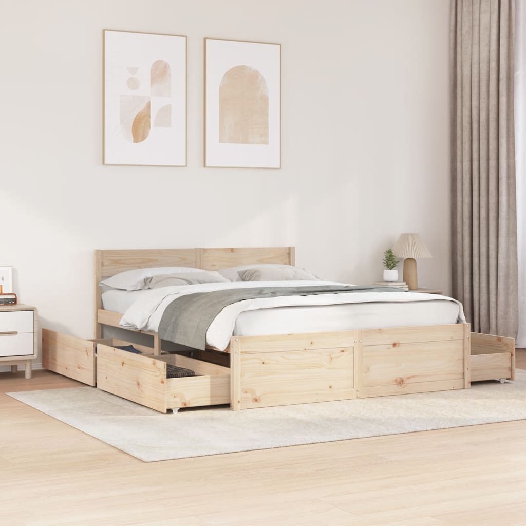 sengeramme uden madras 140x200 cm massivt fyrretræ