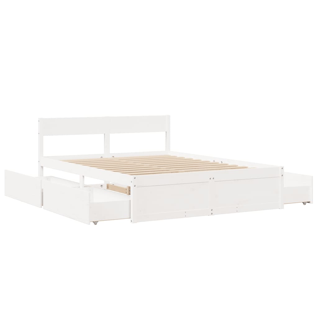 sengeramme uden madras 140x200 cm massivt fyrretræ hvid
