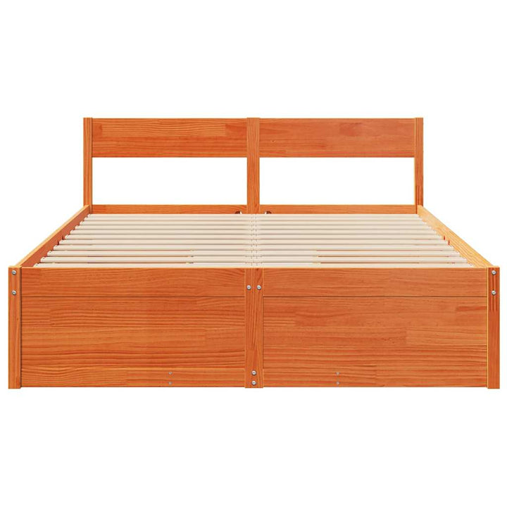 sengeramme uden madras 140x200 cm massivt fyr gyldenbrun