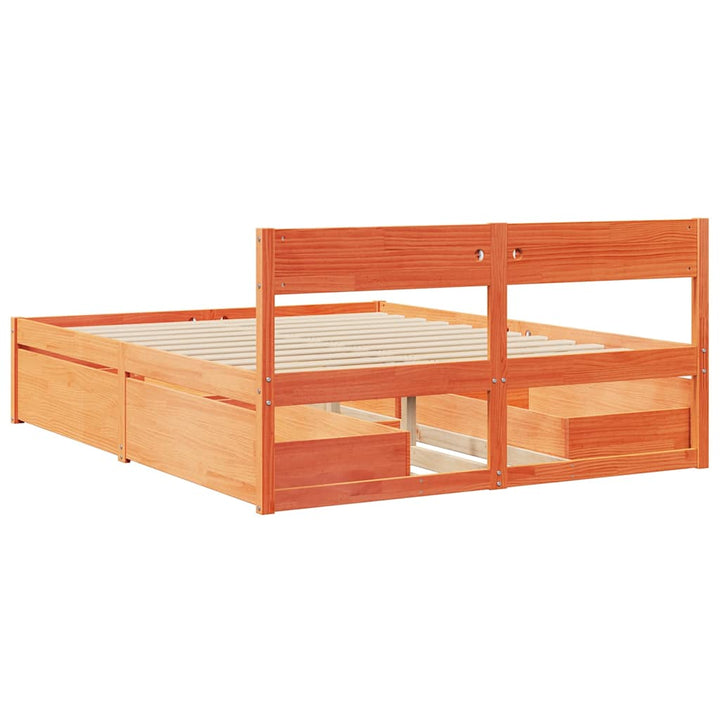 sengeramme uden madras 140x200 cm massivt fyr gyldenbrun